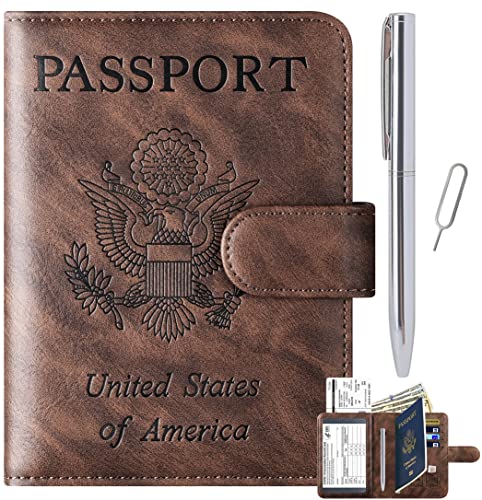 Passport Holder Travel Wallet Rfid Blocking Vaccination Card Combo