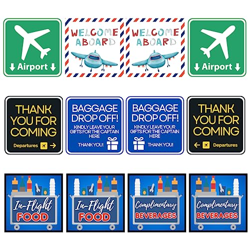 Aviation Party Signs - 12 Pieces