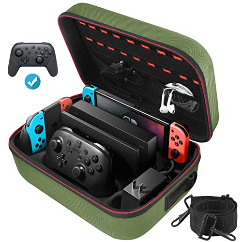 Nintendo Switch Carrying Travel Bag with Full Protection - Green