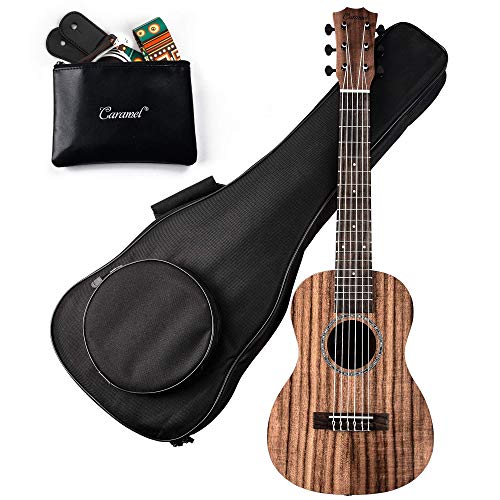 Caramel 30" 6 String Acacia KOA Guitalele CB207G Beginner Travel Guitar Kit