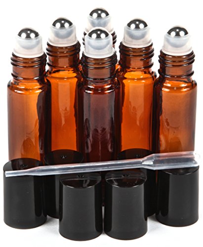 Amber Glass Roll-on Bottles with Stainless Steel Roller Balls