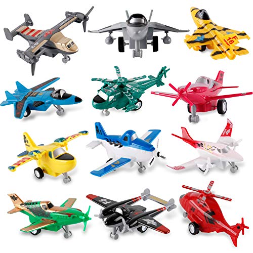 12 Pull Back Airplanes Vehicle Playset