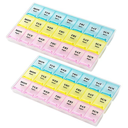 Weekly Pill Organizer - 21 Day Pill Planners for Pills Vitamins & Medication