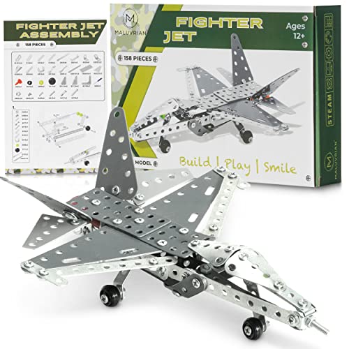 MALUVRIAN Fighter Jet Erector Set | Metal Model Airplane Kit