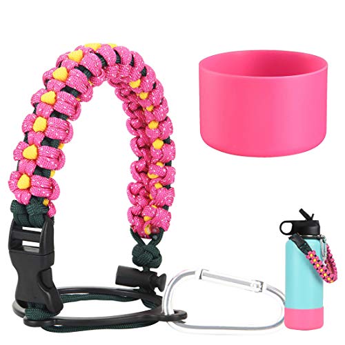 Paracord Handle Strap and Silicone Sleeve for Hydro Flask Water Bottles
