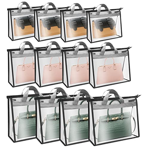 Grey Purse Storage Bags with Zipper and Handles