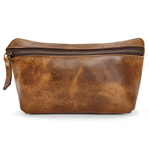 LUXEORIA Leather Dopp Kit and Shaving Kit Bag