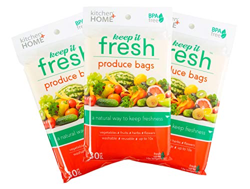 Keep it Fresh Produce Bags - 30 Reusable BPA Free Green Bags