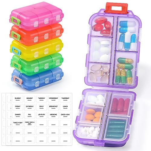 Small Travel Pill Organizer with Labels