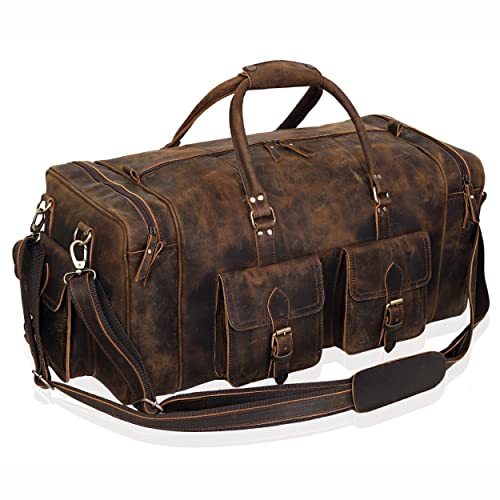 Large Leather Duffel Bag for Men and Women