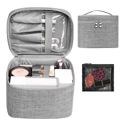Travel Makeup Bag Organizer Pouch with Brush Holder