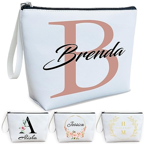 Personalized Makeup Bag PU Leather Waterproof Custom Monogrammed Cosmetic Bag