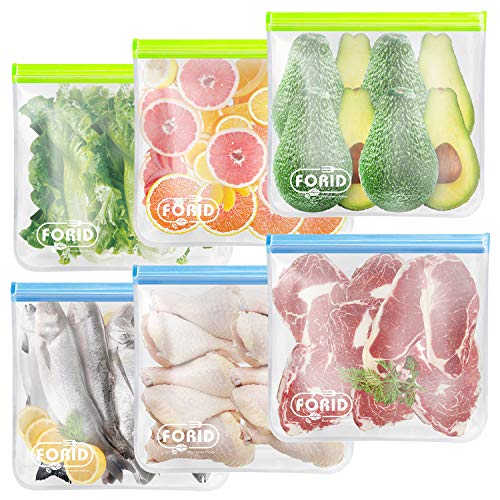 6 Pack Reusable Gallon Freezer Bags