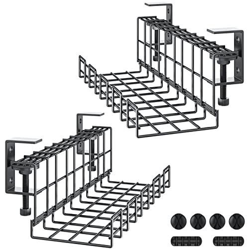 2 Packs Large Under Desk Cable Management Tray