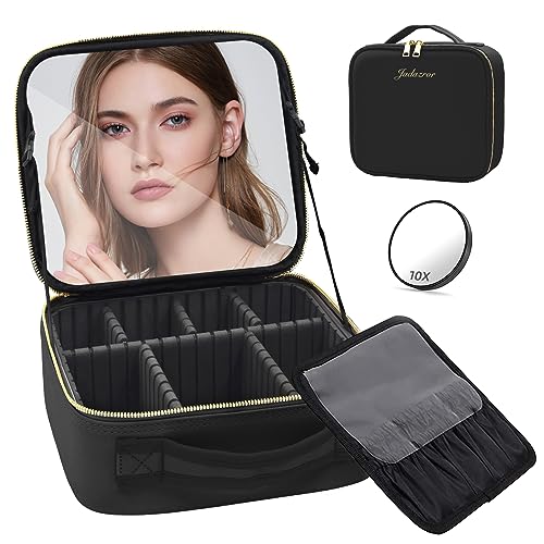 Jadazror Travel Makeup Bag with Mirror - Stylish and Spacious Cosmetic Organizer