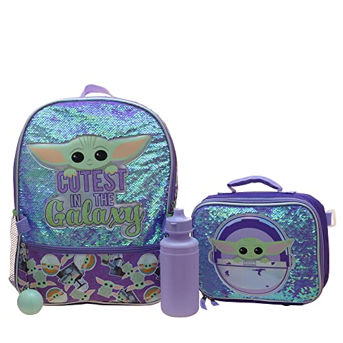 Disney Baby Yoda Girls Backpack Set - Purple