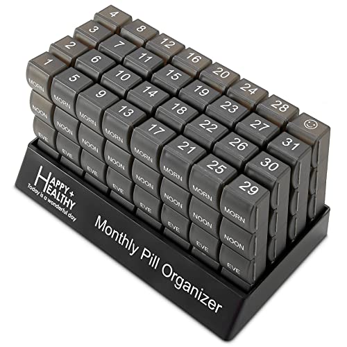 Month Pill Box - Large Daily Pill Cases - Travel Organizer