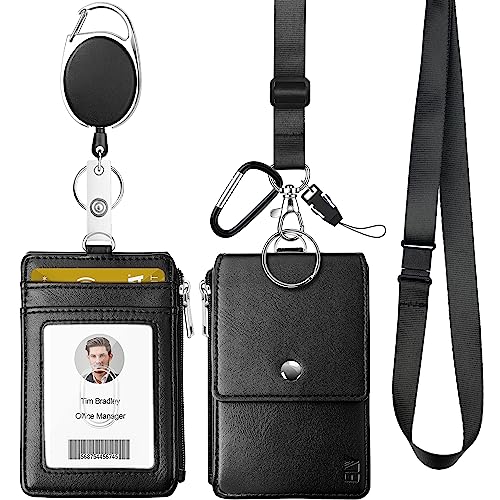 2 Pack - RFID Blocking Badge Holder with Retractable Carabiner Clip Badge  Reel - Dual Sided - SkimSAFE FIPS 201 Approved - 2 Card Shield for 13.56MHz