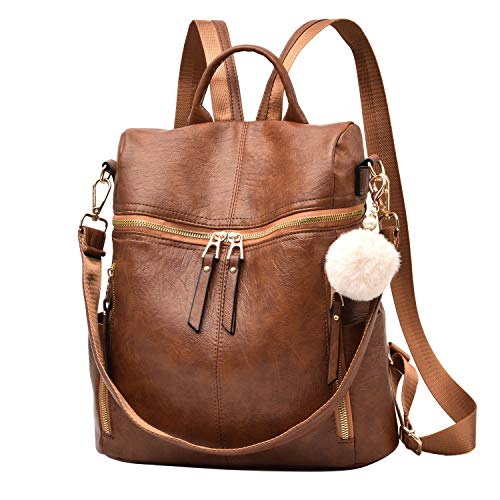 ERFEI Women's Leather Travel Backpack Purse