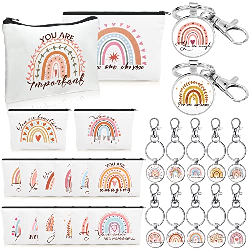Rainbow Cosmetic Bags and Keychains Set