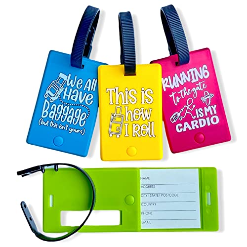 Fun & Colorful Luggage Tags 4 Pack