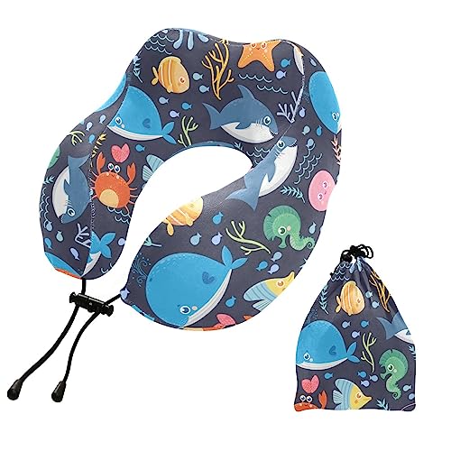 Whale Seahorse Crab Octopus Travel Pillow