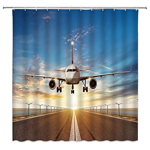 Aviation-Themed Airplane Shower Curtain