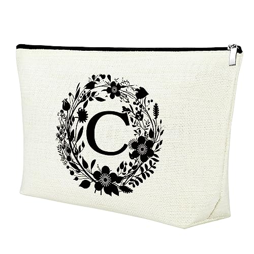 Floral Initial Makeup Bag