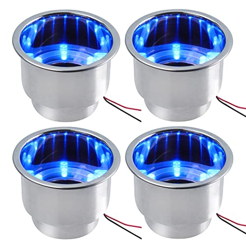 Pebbly Beach Stainless Steel LED Cup Drink Holders with Drain