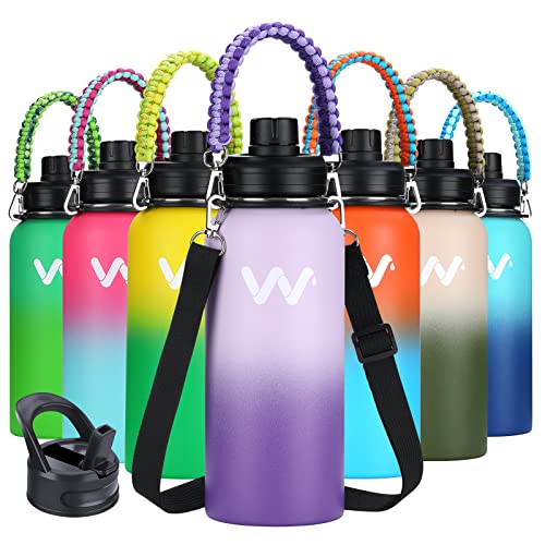 24 oz Insulated Water Bottle with Paracord Handles & Strap