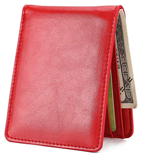 Mens Slim Front Pocket Wallet - Red