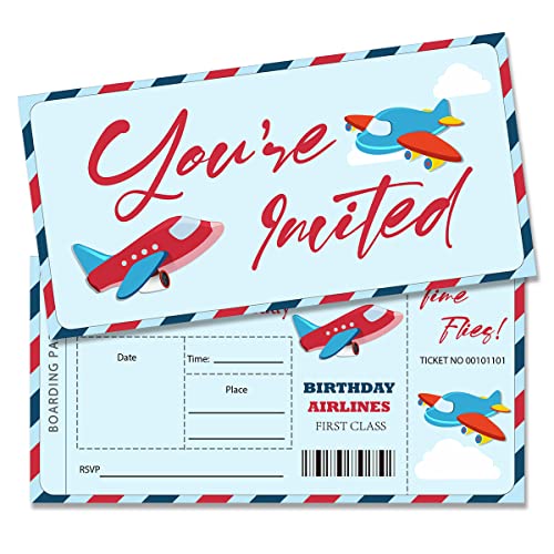GUDIAO Airplane Ticket Invitations with Envelopes