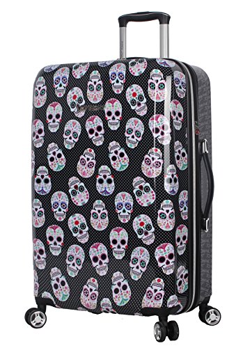 Betsey Johnson Expandable Checked Luggage - Lightweight Suitcase with 8-Rolling Spinner Wheels