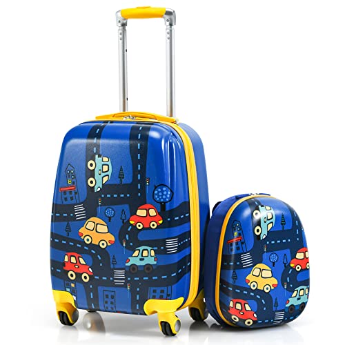 GYMAX Kid Carry On Luggage Set
