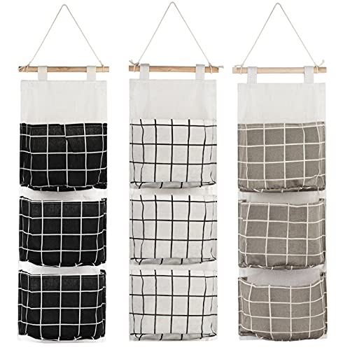 3Pcs Wall Closet Hanging Storage Bag - Premium Linen Over The Door Organizer