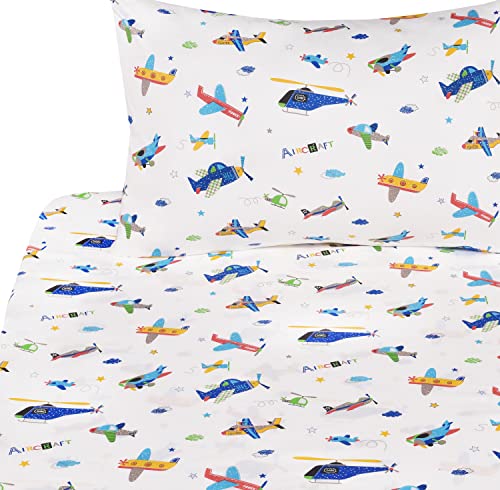 J-pinno Airplane Helicopter Cartoon Twin Sheet Set