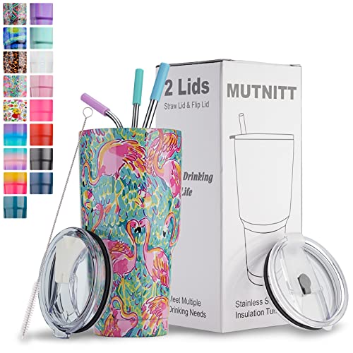 30 oz Stainless Steel Vacuum Insulated Tumbler with Lids and Straws