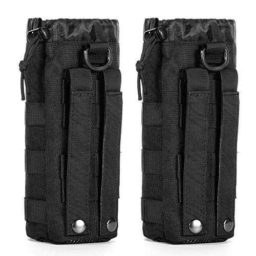 Tactical Water Bottle Pouch Bag (Black-2 Pack)