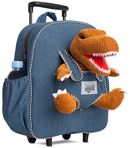 Kids Dinosaur Rolling Backpack with Stuffed Animal