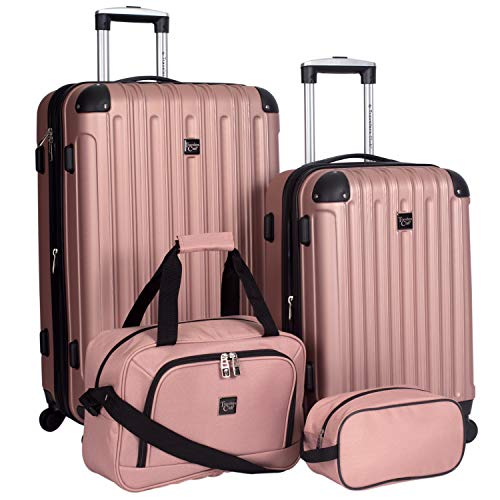 Travelers Club 4-Piece Luggage Travel Set, Rose Gold