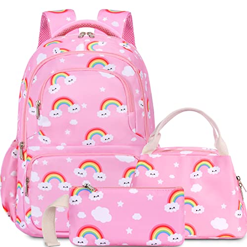 Unineovo Rainbow Clouds Backpack for Girls