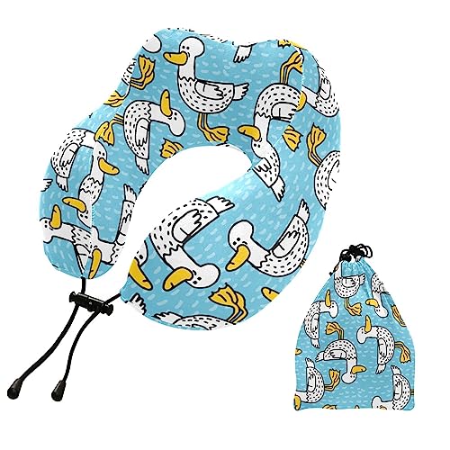 Blue White Ducks Neck Pillow