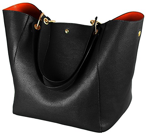 Black Bucket Work Tote Bags for Women