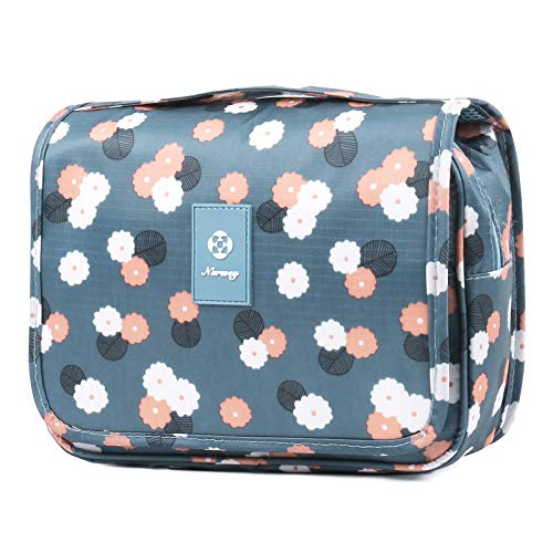 Narwey Blue Flower Toiletry Bag for Women