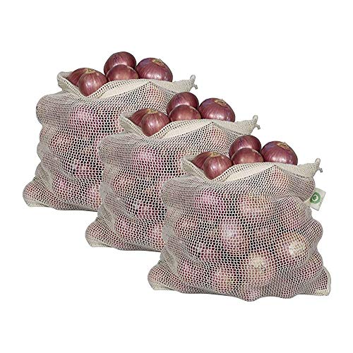 Organic Cotton Mesh Onion Storage Bags - Reusable and Eco-Friendly