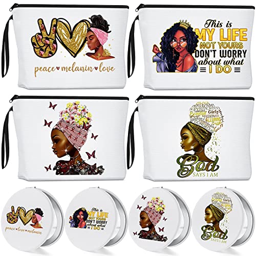 Hillban Makeup Bags with Compact Mirrors for Black Women
