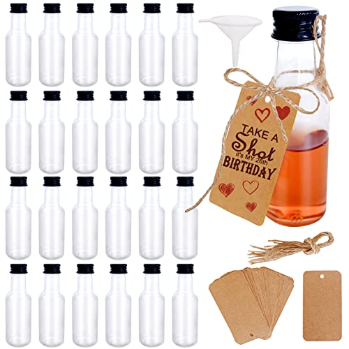 24 Pack Mini Liquor Bottles with Funnels and Tags
