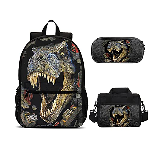 AMYATLIY Dinosaur Backpack with Lunch Box for Kids Boys