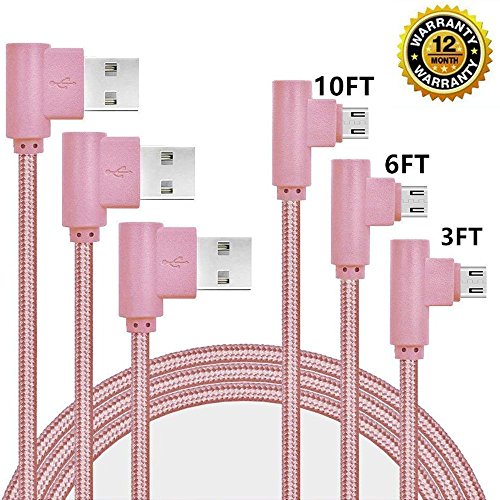 Durable 90 Degree Micro USB Cable (Pink)