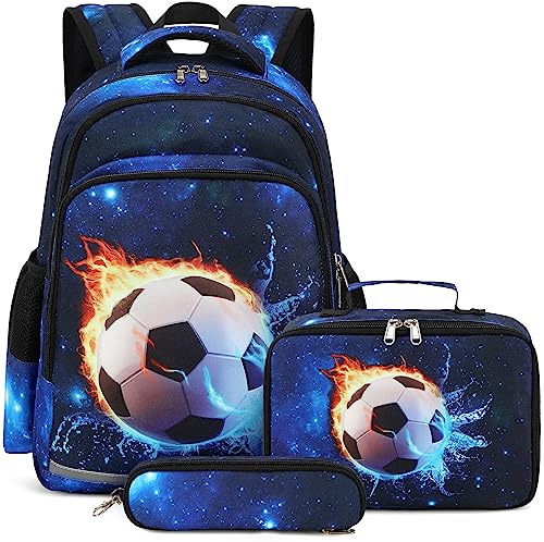 CAMTOP Kids Soccer Backpack with Lunch Box Set